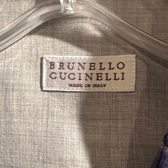 Brunello Cucinelli Navy Linen Checkered Shirt - Picture 2 of 5